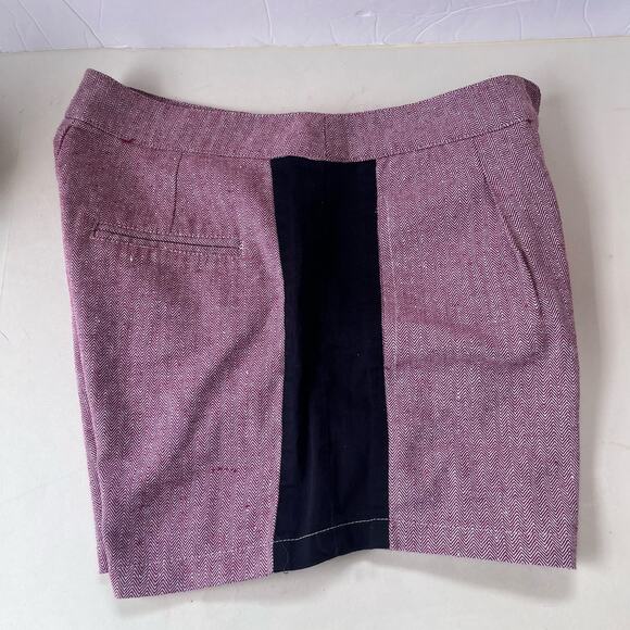 VALIJA Pleated Womens Shorts Sz Small ColorBlock Chevron High Rise 2" Red Preppy - Picture 4 of 9